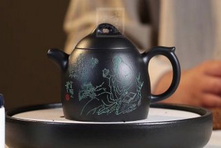 《秦權》茶壺工藝美術師手工紫砂壺泡茶器宜興黑料秦權茶具