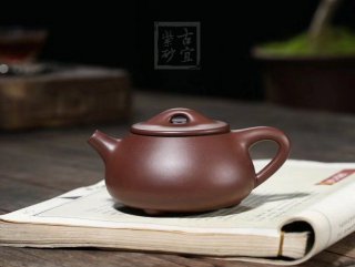 《石瓢》紫砂壺宜興工藝美術(shù)員純手工八十年代紫泥石瓢泡茶壺