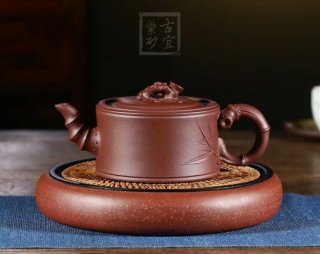 《三友》宜興紫砂壺工藝美術(shù)師手工紫泥竹段壺茶具泡茶壺