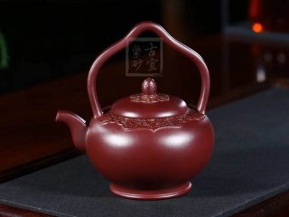 《梵華提梁》純手工高級工藝美術(shù)師宜興紫砂創(chuàng)新提梁壺紫泥泡茶壺套壺